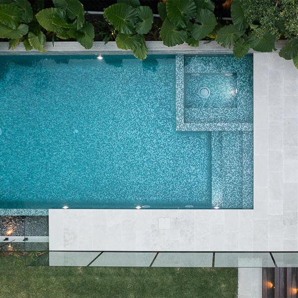 swimming pool and spa drone view