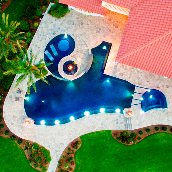 custom infinity pool drone view