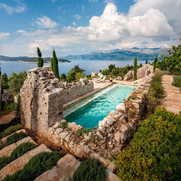 stunning pool with view to dalmatian coast