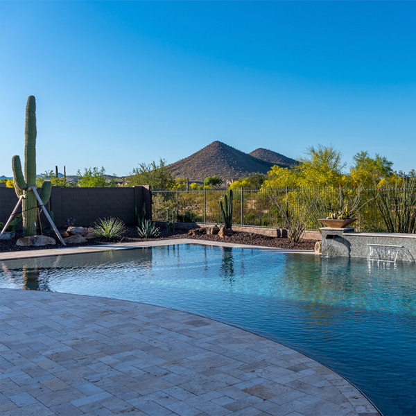 freeform pool in a cottage