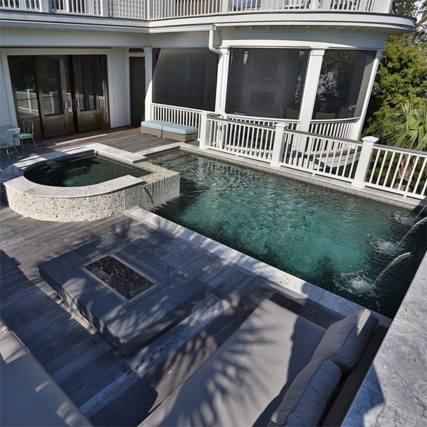 custom pool and spa, by Aqua Blue Pools