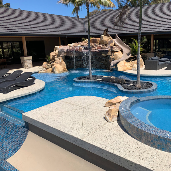 private custom pool with spa