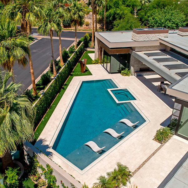 geometric overflow pool drone view