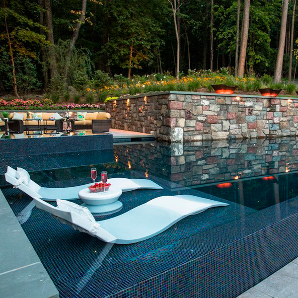 water hammocks in a pool