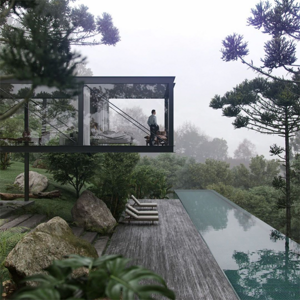 infinity pool in the woods by Tripper Arquitetura