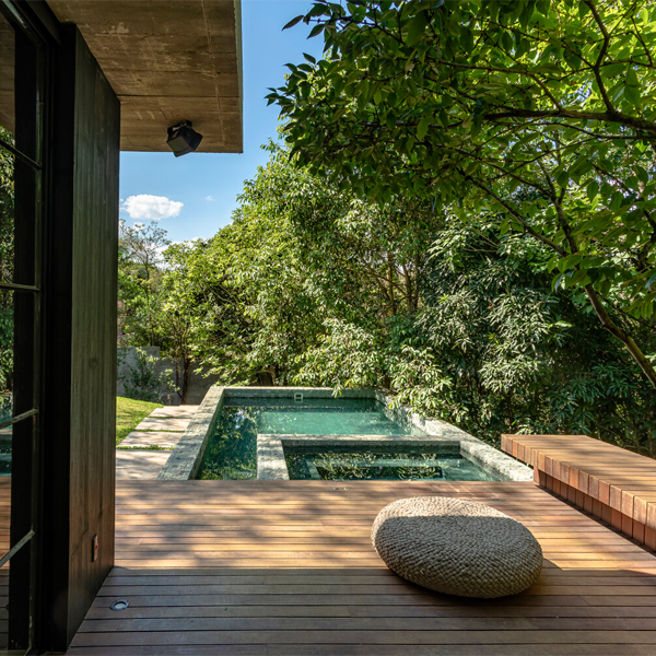 private pool and spa in a vacation villa by Macro Arquitetos