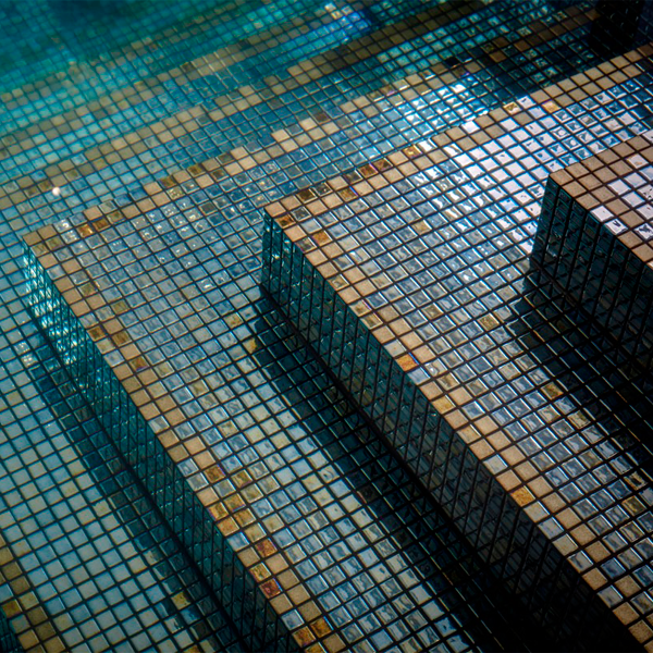 steps in dark indoor pool