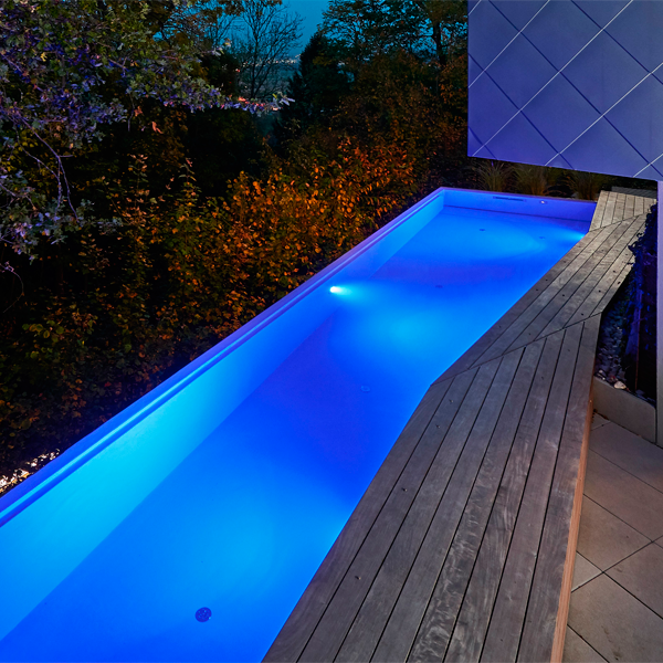 infinity pool at night