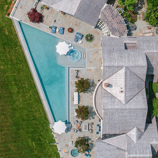 custom infinity pool drone view Pools by Richard