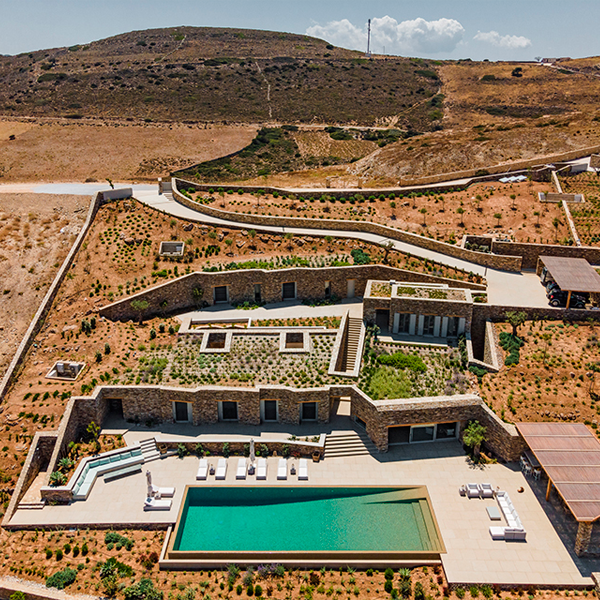 impressive infinity pool of a private villa on the mountain in Greece, by Tsolakis Architects