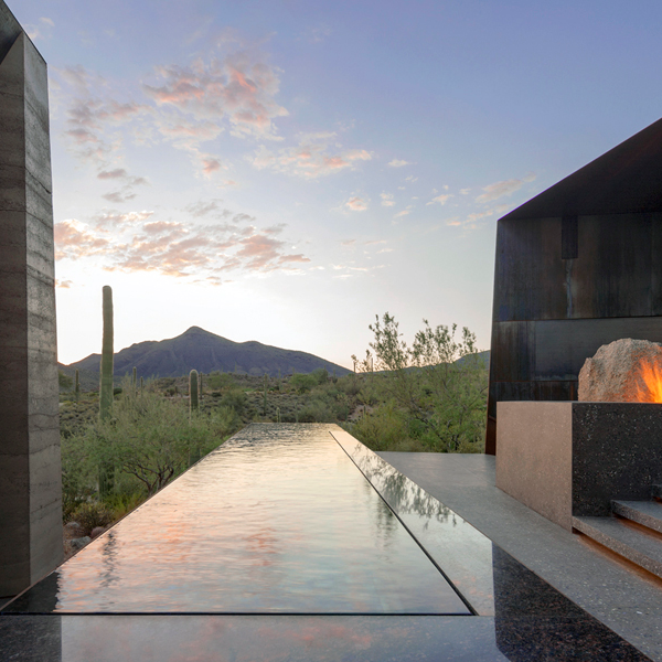 luxury mirror pool in a projet by Wendell Burnette Architects