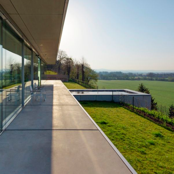 minimalist concrete above ground pool