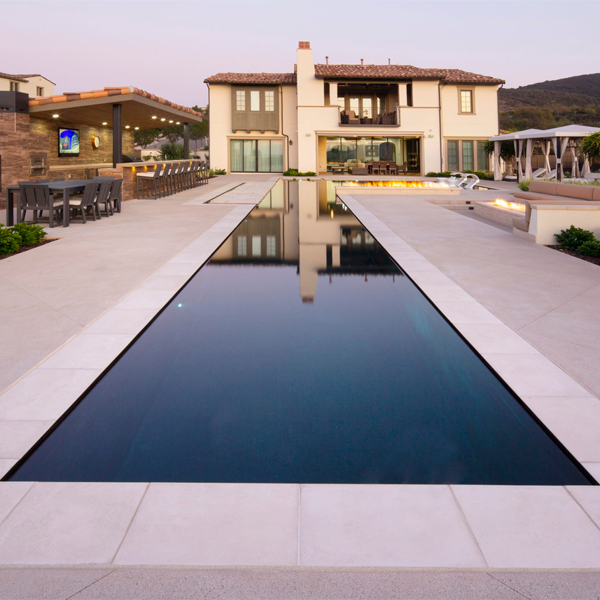 black lap pool and spa by Mission Pools
