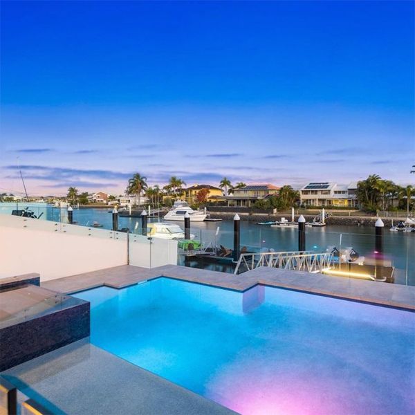 private pool and spa at sunset, by JM Built