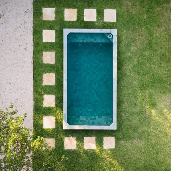 drone view of mini pool by Proper Plunge Pools