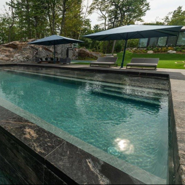 infinity pool and spa by Muskoka Pool Co