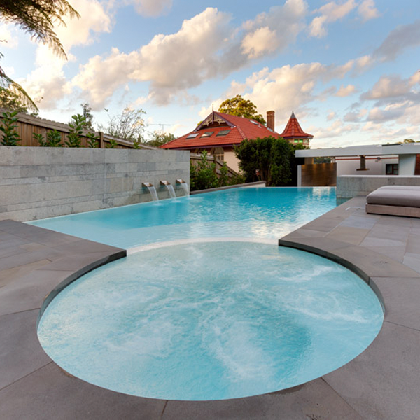custom infinity white pool and spa