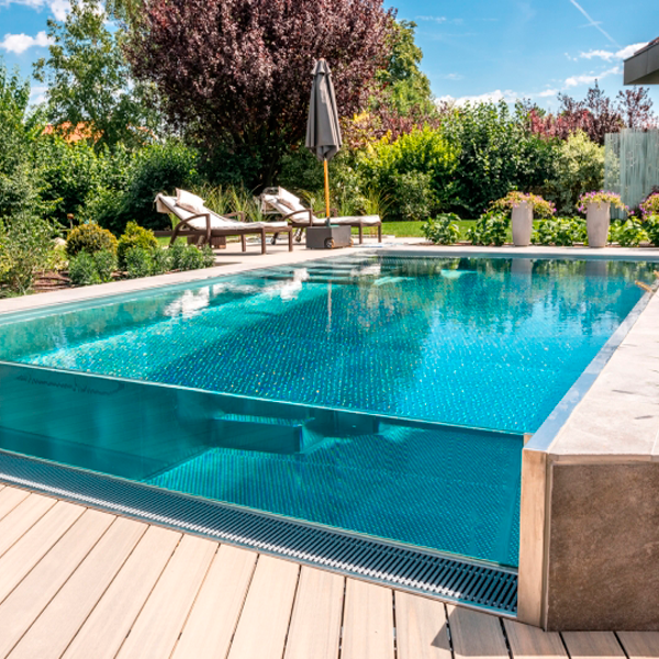 steel pool with underwater window