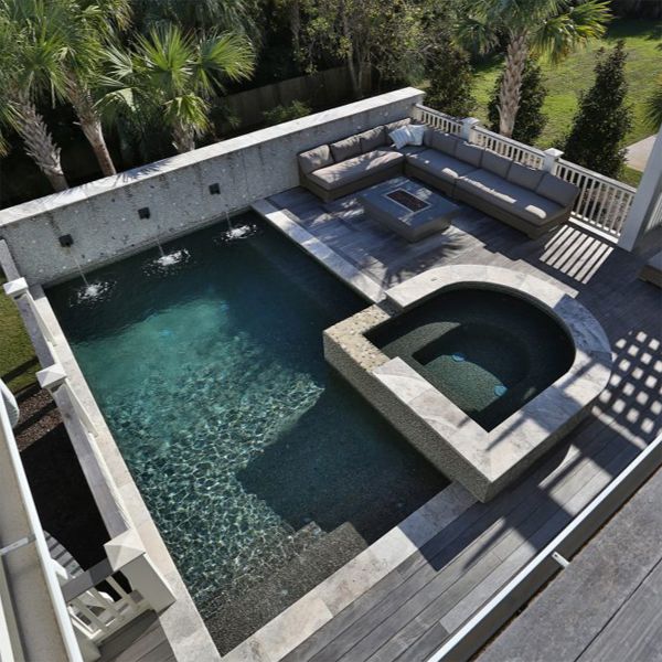 custom pool and spa, by Aqua Blue Pools