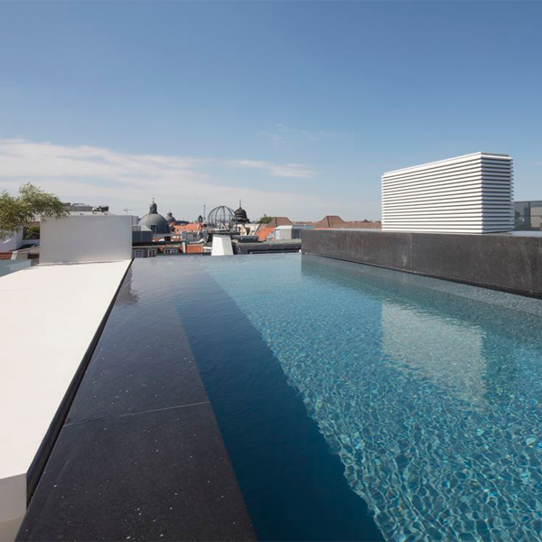 view from a black infinity pool