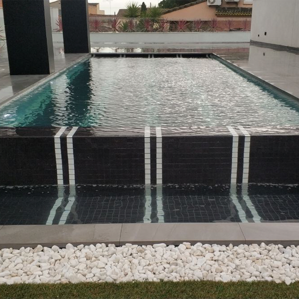 black and white overflow pool