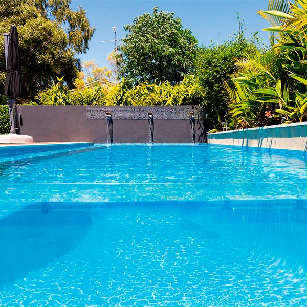 private pool seen through its transparent window