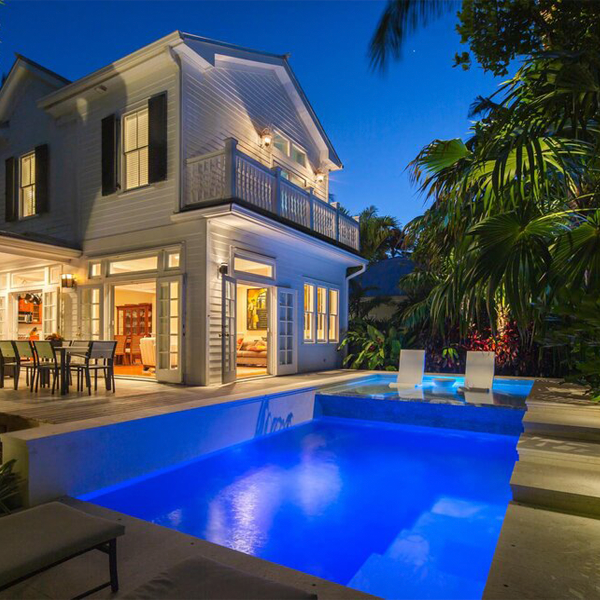 private pool in two heights at night