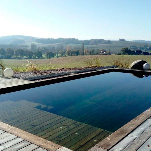 wood natural pool in a large garden, by Biopooltech