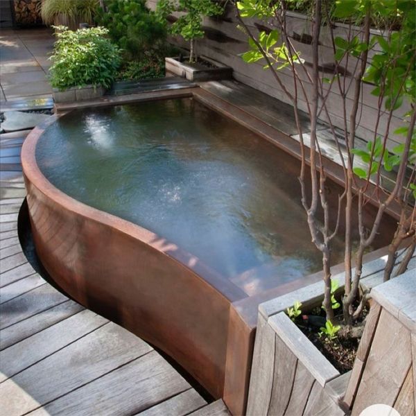 a unique copper mini pool by Diamond Spas