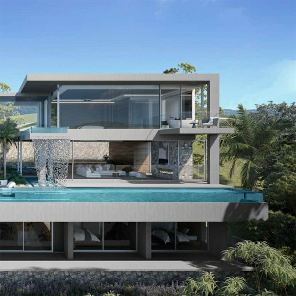 transparent overflow swimming pool