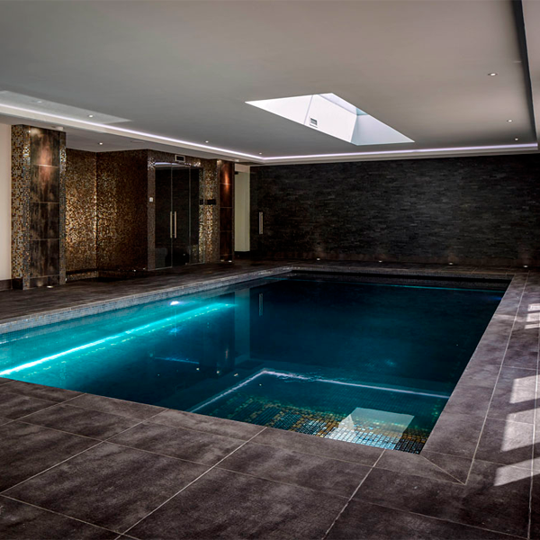 dark indoor pool