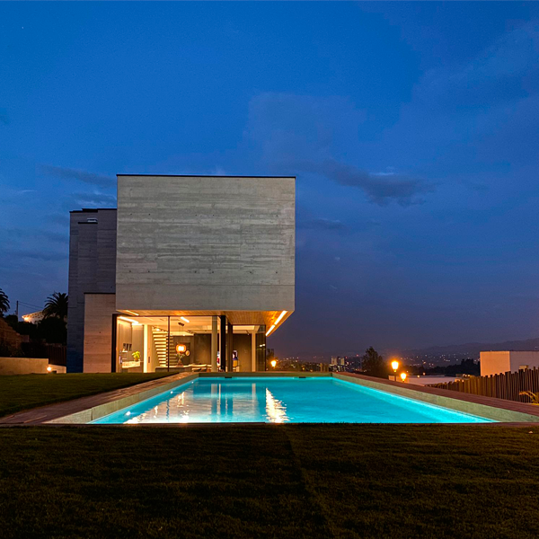 above ground swimming pool at night