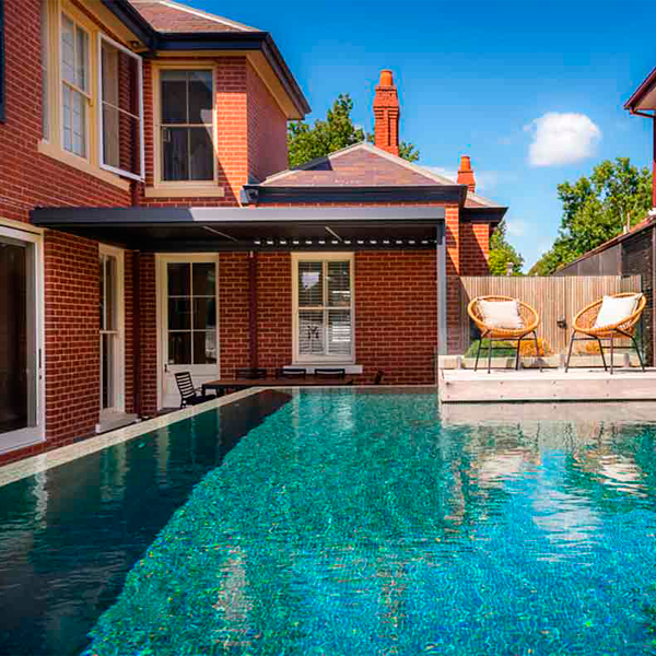 private above ground pool colored tiles
