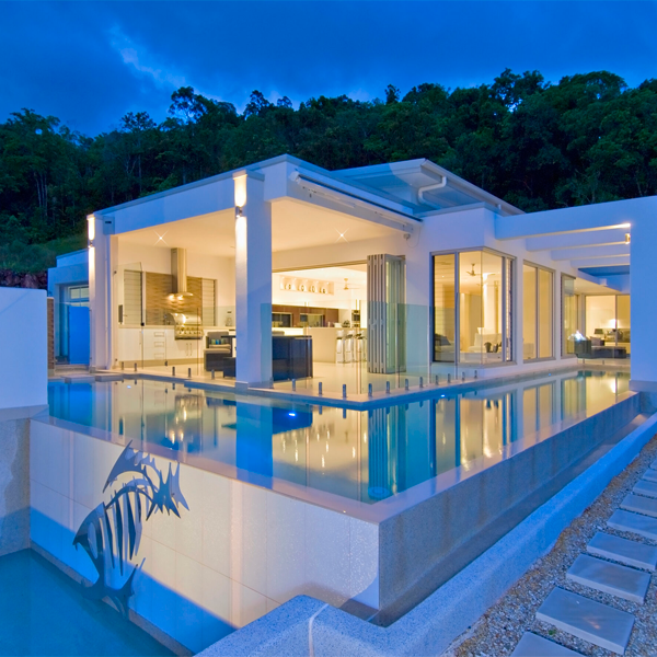 infinity pool at night