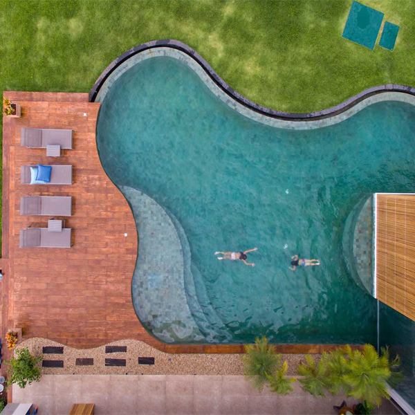 custom overflow pool drone view