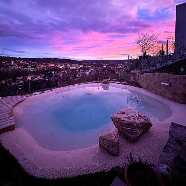 sand mini pool by Beach Pool, at sunset, in a private house