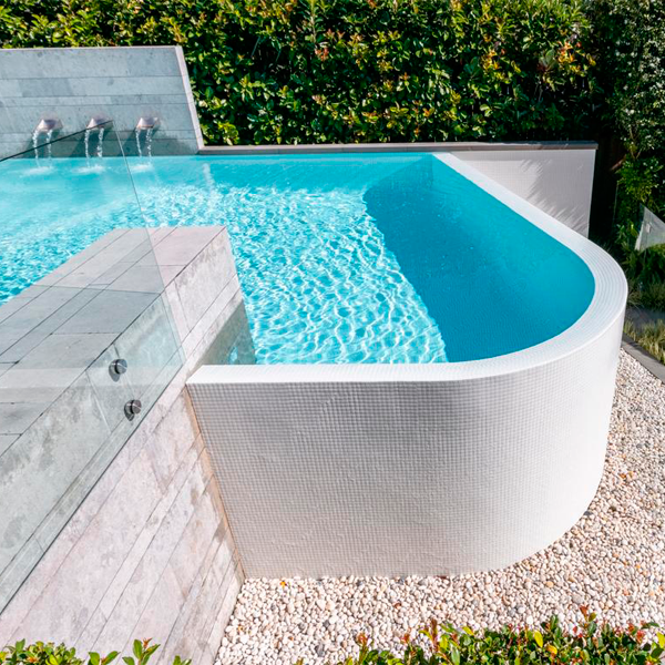 custom infinity white pool and spa
