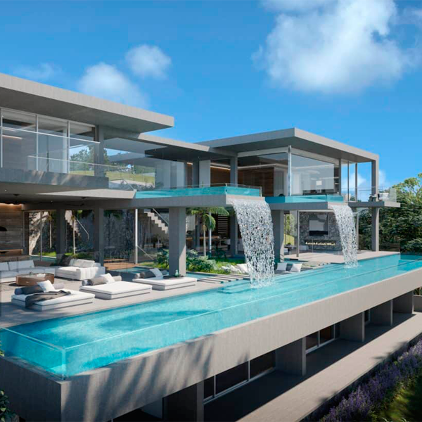 transparent overflow swimming pool
