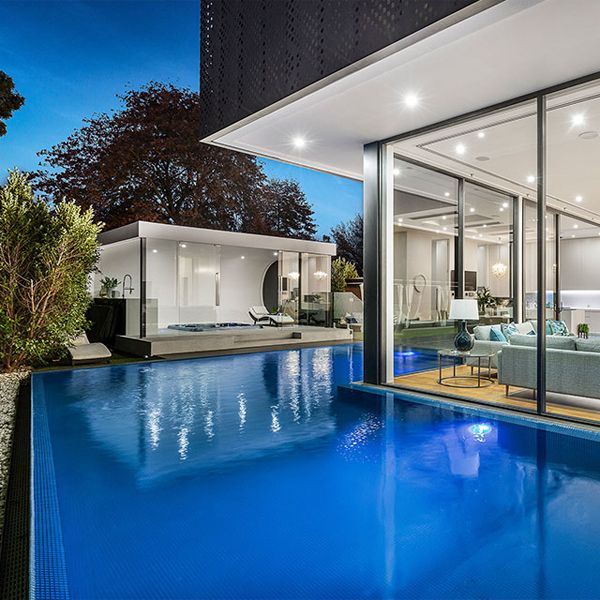 overflow mirror pool at night, by Image Creation Pools