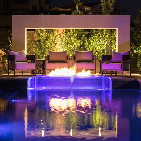 swimming pool and fire