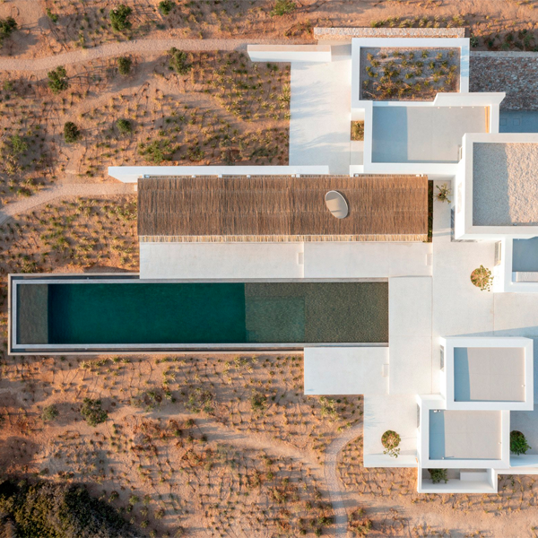suspended infinity pool drone view by Studio Seilern