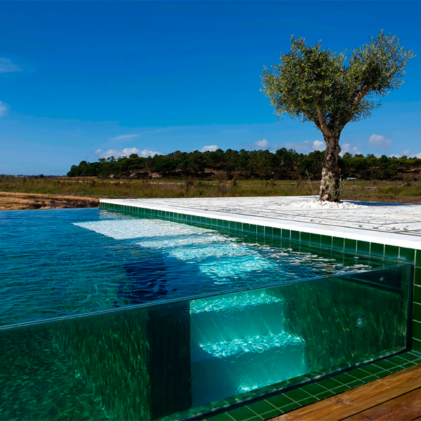 infinity transparent lap pool in hotel Quinta da Comporta by MCM Architecture