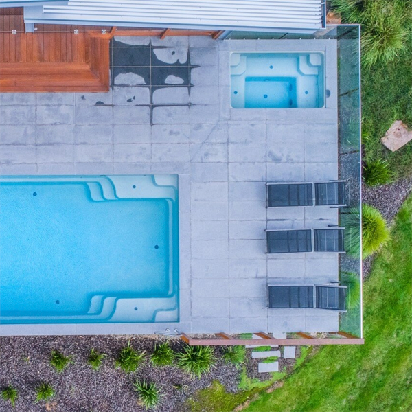 pool and spa drone view