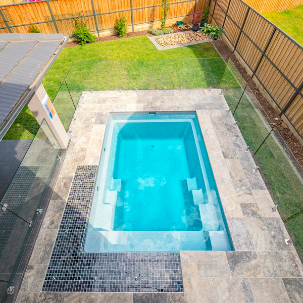 prefab swimming pool drone view