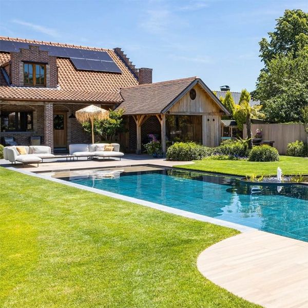 natural pool in a modern house with a large garden, by Cockheyt Biopools