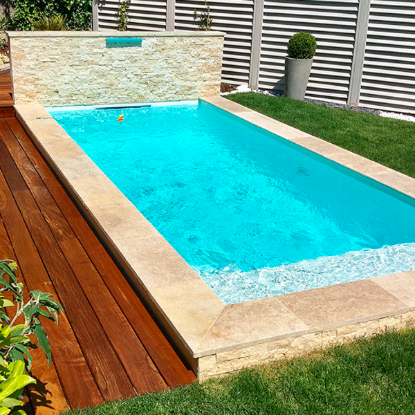 prefab pool with waterfall