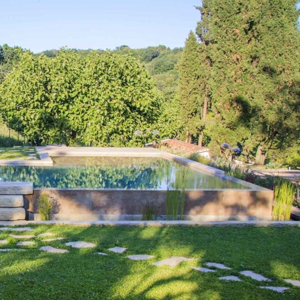 overflow above ground rustic pool