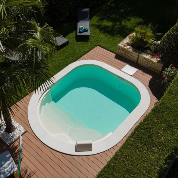 drone view of a rounded mini pool by Waterair