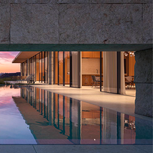 mirror pool in modern house by Woods Dangaran