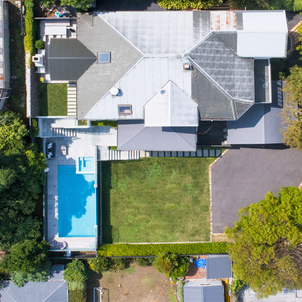 above ground pool drone view